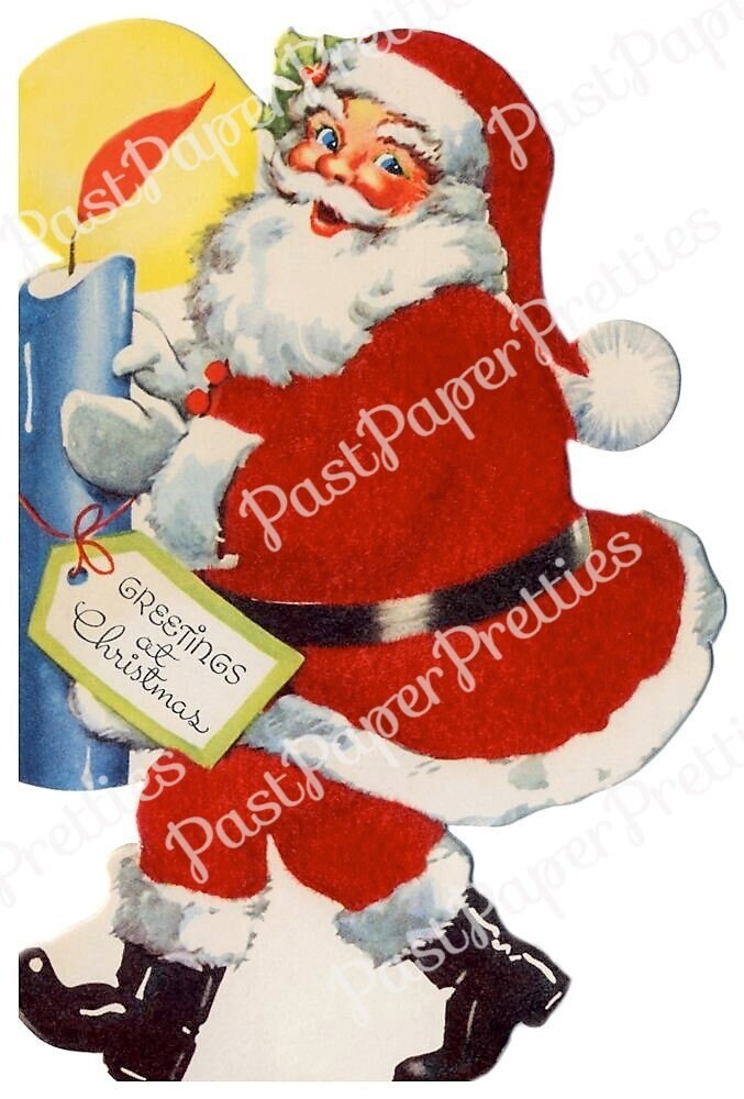 Vintage Printable Retro Santa Claus Christmas Card Images - Etsy