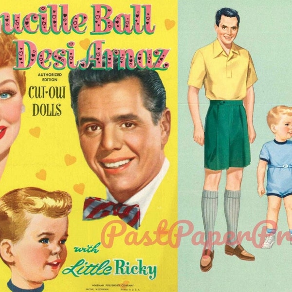 Vintage Paper Dolls I Love Lucy Lucille Ball c. 1953 PDF Printable Instant Digital Download TV Actress Starlet Doll Clip Art