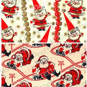 Vintage Printable Christmas Gift Wrap Old Fashioned Santa Claus 2 Retro Atomic Designs Instant Digital Download Holiday Wrapping Paper Image