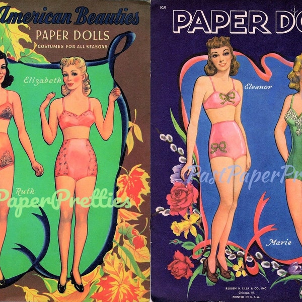 Vintage Paper Dolls American Beauties c. 1951 PDF Printable Instant Digital Download Beautiful '50s Glam Glamour Pin Up Gals Clip Art
