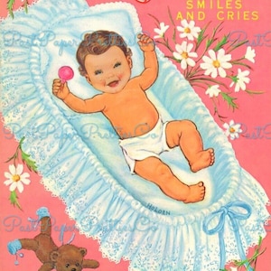 Bonecas de papel vintage Bebê Anne c. 1964 Linda garotinha para impressão PDF Download digital instantâneo Kitsch Babies Clip Art