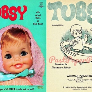 Livro de colorir vintage para impressão Tubsy Baby Doll c. 1968 PDF Download digital instantâneo Boneca de brinquedo infantil fofa 120 páginas