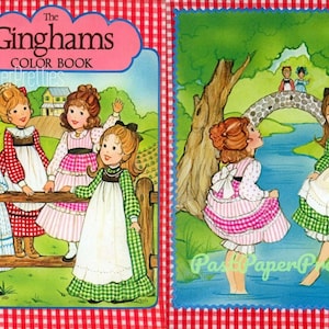 Vintage Printable The Ginghams Coloring Book c. 1976 PDF Instant Digital Download Cute Sunbonnet Prairie Girl Sisters Clip Art 60 Pages