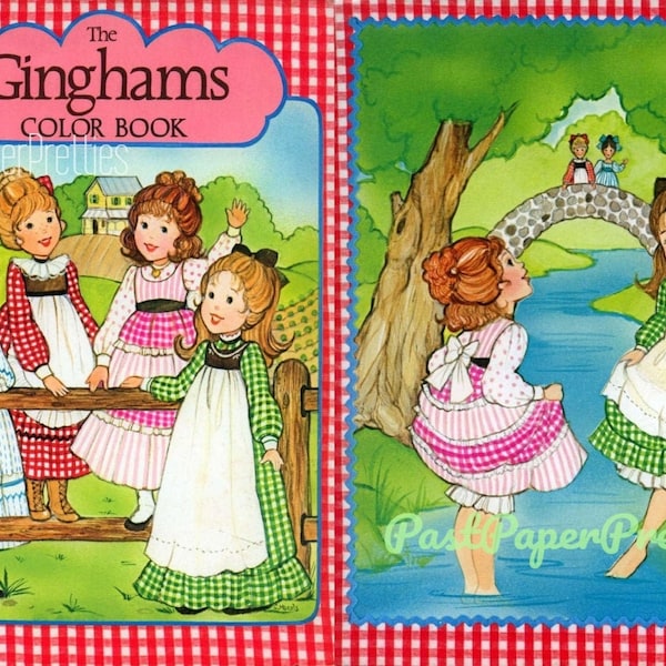 Vintage Printable The Ginghams Coloring Book c. 1976 PDF Instant Digital Download Cute Sunbonnet Prairie Girl Sisters Clip Art 60 Pages
