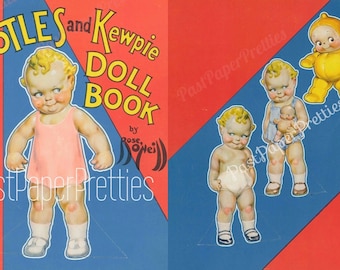 Vintage pappersdockor Scootles och Kewpie dockbok ca 1938 Utskrivbar PDF Direkt Digital Nedladdning Söt Cupie Babies Clip Art