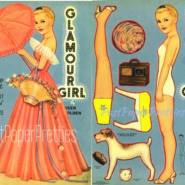 Vintage Paper Dolls Glamour Girl c. 1941 Printable PDF Instant Digital Download Pretty Lady Forties Fashions Clip Art