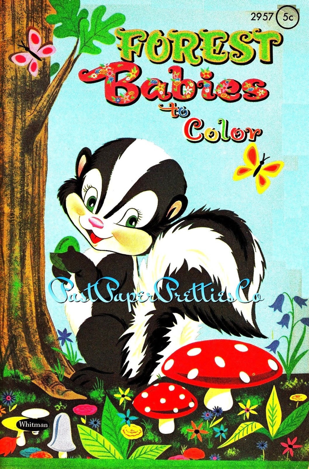 Vintage Printable Coloring Book Forest Animal Babies to Color 1962 PDF Instant Digital Download ...