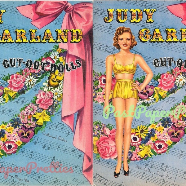 Vintage Paper Dolls Judy Garland Movie Star c. 1945 Printable PDF Instant Digital Download Hollywood Actress Starlet Doll Clip Art