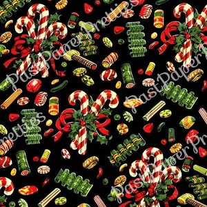 Vintage Printable Candy Cane Christmas Candies Gift Wrap Instant Digital Download Kitsch Old Fashioned Present Wrapping Paper