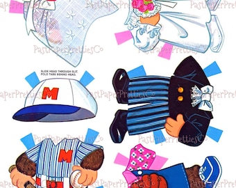 もんき～ずページ Vintage Monchhichi Paper Dolls Playset 1983 Printable PDF