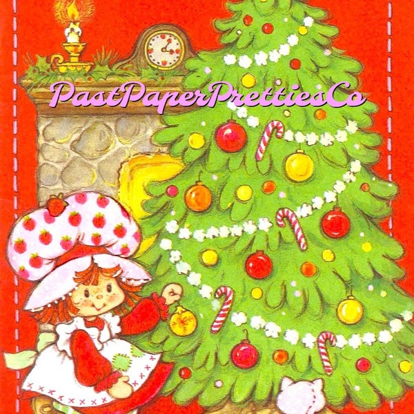 Vintage Strawberry Shortcake Christmas Paper Dolls Greeting Card 1984 Printable PDF Instant Digital Download Cute Childhood Toy Clipart