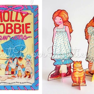 Bonecas de papel vintage Holly Hobbie Sew Ons c. 1975 PDF para impressão Download digital instantâneo Boneca de infância Sunbonnet Prairie Girl Clip Art