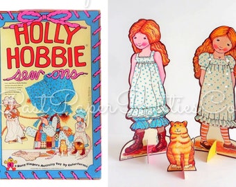 Vintage Paper Dolls Holly Hobbie Sew Ons c. 1975 Printable PDF Instant Digital Download Cute Sunbonnet Prairie Girl Childhood Doll Clip Art