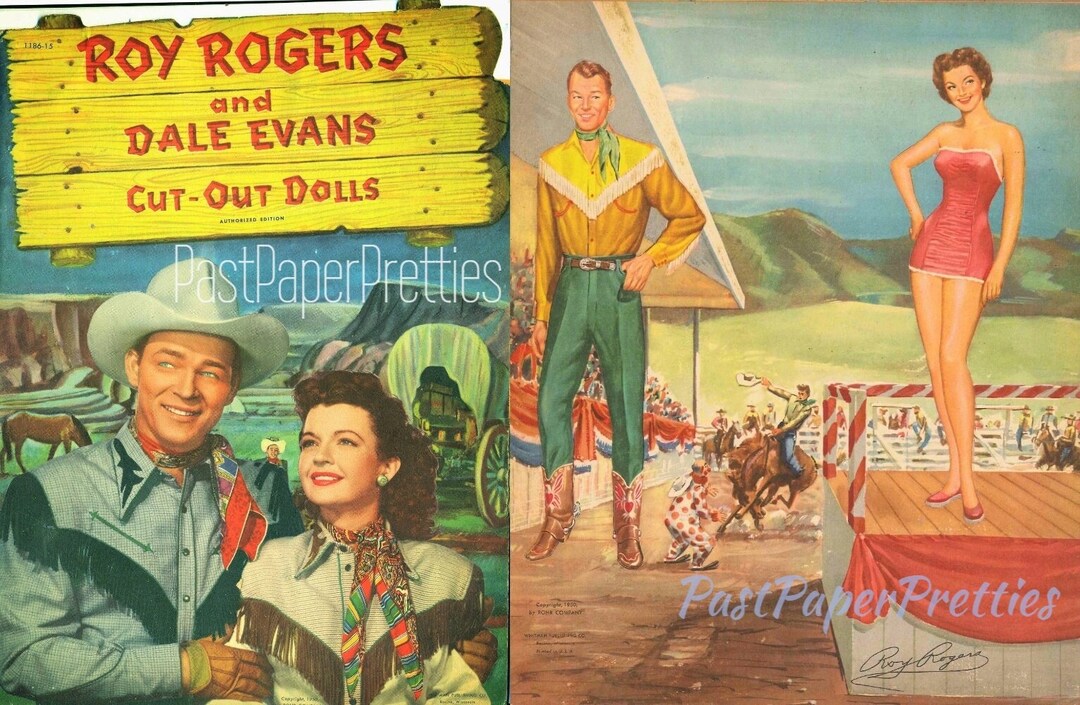 Vintage Paper Dolls Roy Rogers and Dale Evans Movie Stars C. 1950 ...