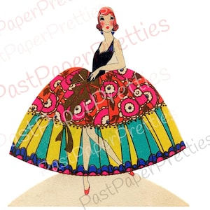Vintage druckbare Art-Deco-Damen Flappers hübsche Kleider Brücke Tallies Tischkarten c. 1920er Jahre PDF Instant Digital Download Clip Art 300 dpi
