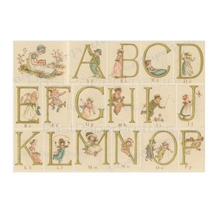 Vintage antike druckbare viktorianische Kinder ABCs Alphabet Buchstaben Karteikarten c. 1890 PDF Sofortiger digitaler Download