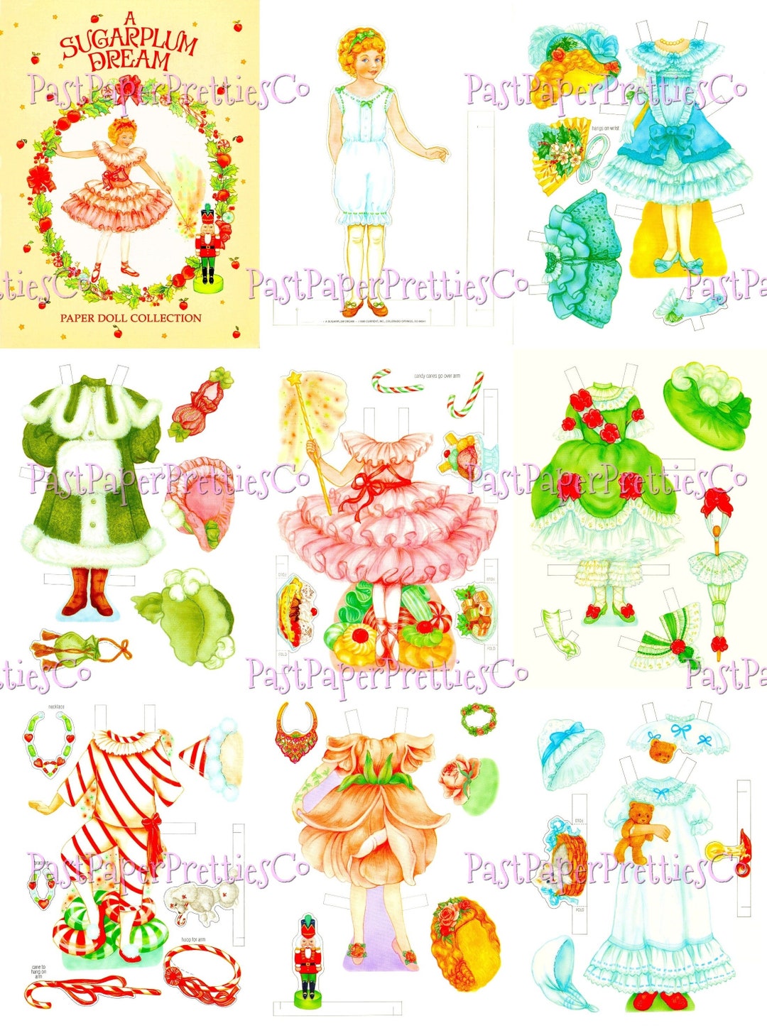 Vintage Christmas Nutcracker Paper Dolls Sugarplum Dreams Printable PDF