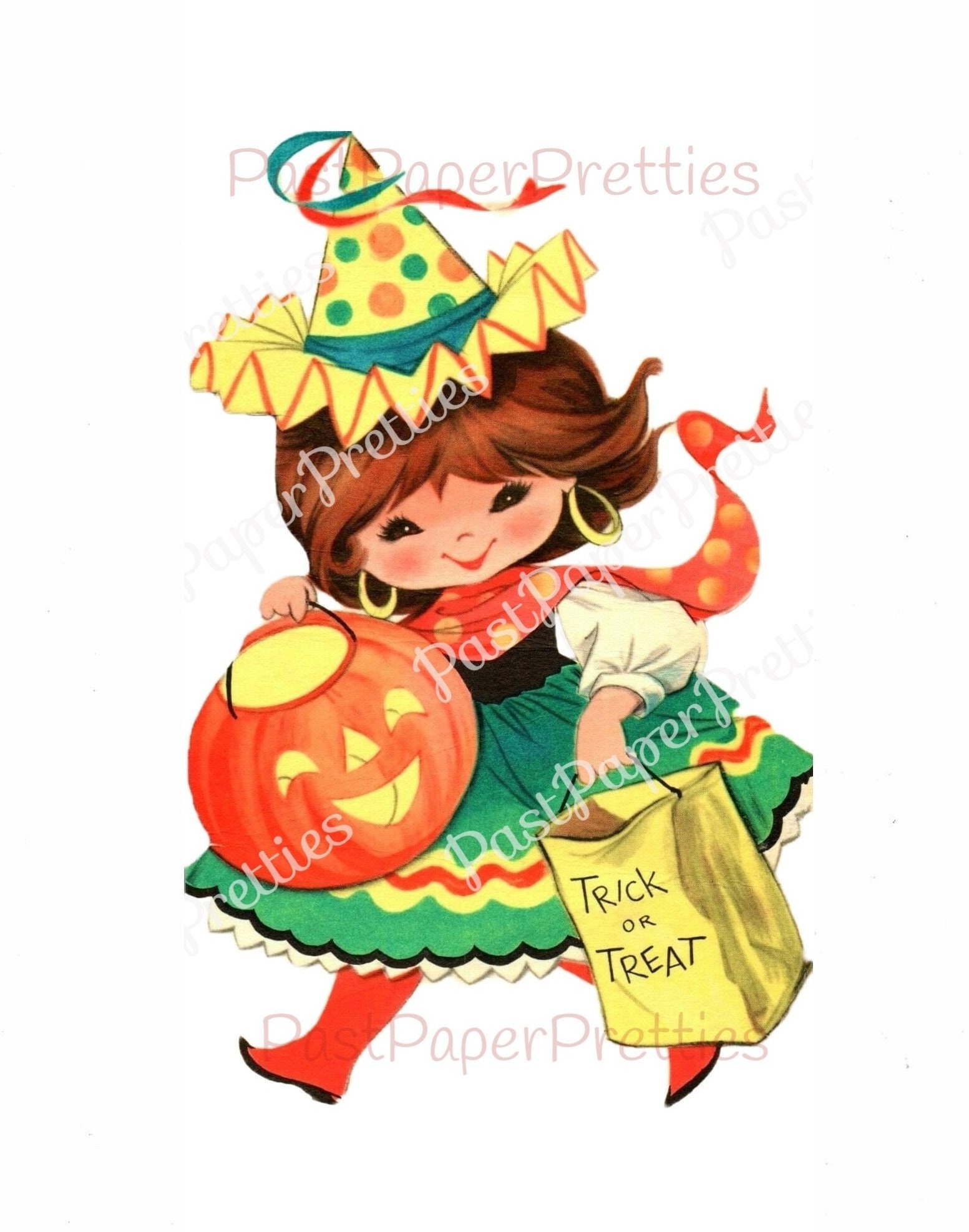 Vintage Printable Halloween Cute Trick or Treat Girl Image PDF Instant  Digital Download DIY Print at Home Clipart 300 Dpi - Etsy, image size:1553x1974