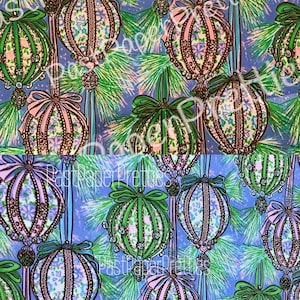 Carta da regalo vintage stampabile per le feste, graziosi ornamenti retrò con palline di Natale, foglio di collage di carta da regalo, download digitale istantaneo