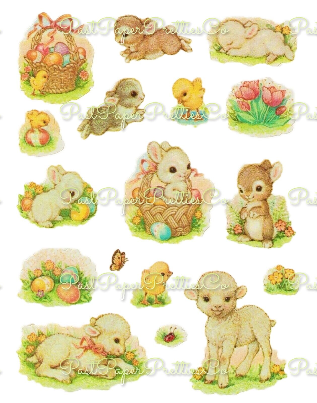 Digital Spring Sticker Sheets Vintage Printable Springtime Easter Sticker Sheets PDF Instant Digital ...