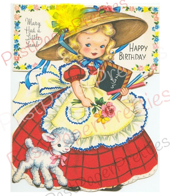 Vintage Printable Mary Had a Little Lamb Happy Birthday - Etsy