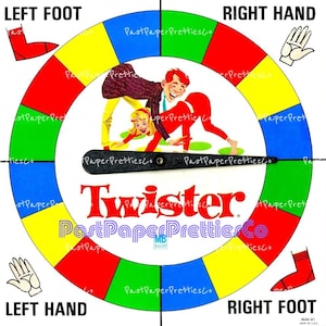Juego de mesa Twister retro vintage imprimible, 1966, descarga digital instantánea, clipart de nostalgia infantil