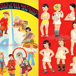 Vintage Paper Dolls of All Nations New York Worlds Fair 1939 Internationale kinderen afdrukbare pdf Instant digitale download Klederdracht