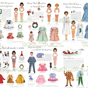 6 ensembles de feuilles de collage vintage Paper Dolls Betsy McCall Holidays Pâques Halloween Noël PDF imprimable numérique téléchargement numérique instantané