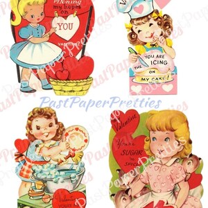 Vintage Retro Little Homemaker Themed Valentine Cards Cooking Cleaning Washing Collage Sheets Printable PDF Instant Digital Download image 5