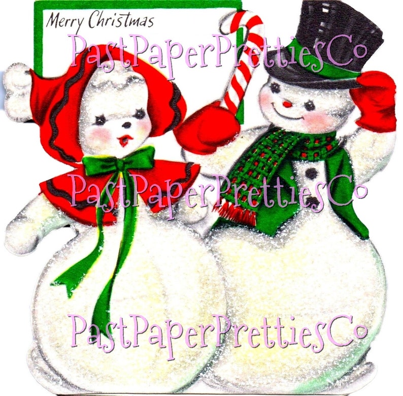 Vintage Printable Cute Snowman Christmas Card Images 3 Sizes Fussy Cuts ...