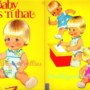 Bonecas de papel vintage Baby This 'n That Toy Doll c. 1979 PDF para impressão Download digital instantâneo Memórias fofas de infância Boneca de brinquedo Clip Art