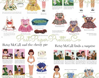 16 Sets Vintage Paper Dolls Betsy McCall Collage Sheets c. 1950s - 1960s PDF Printable Digital Instant Digital Download