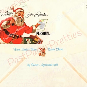 Carta retro vintage imprimible de Papá Noel más sobre PDF Descarga digital instantánea Carta kitsch antigua TRES versiones