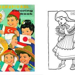 Vintage Printable Coloring Book International Children of the World 1964 PDF Instant Digital ...