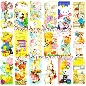 Vintage Printable Ostern Geschenkanhänger Collage Sheet 18 süße Mid Century Bilder PDF Instant Digital Download vorhanden Toppers 2 Größen