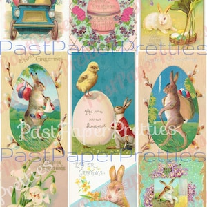 36 Vintage antike viktorianische Osterhase Postkarten Bilder Karte Collage Sheets PDF Instant Digital Download 1910er Jahre Häschen-Clip-Art