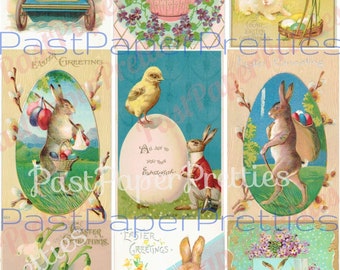 36 Vintage Antique Victorian Easter Bunny Postcard Images Card Collage Sheets PDF Instant Digital Download 1910s Bunny Rabbit Clip Art