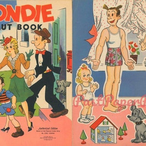 Bambole di carta vintage Blondie Cut-Out Book c. 1944 PDF stampabile Download digitale istantaneo Fumetto Dagwood Bumstead Family Fun Clip Art 981