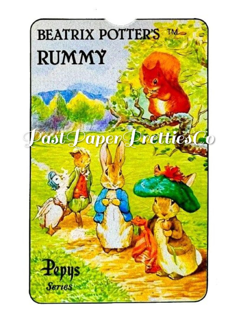 Peter Rabbit Rummy Card Game Vintage Retro Peter Rabbit Rummy Playing Card Images Collage Sheets ...