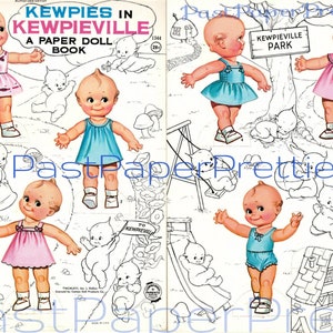 Vintage Paper Dolls Kewpies in Kewpieville Retro 1966 Afdrukbare PDF Instant Digitale Download Cutie Cupies Clip Art JPEG