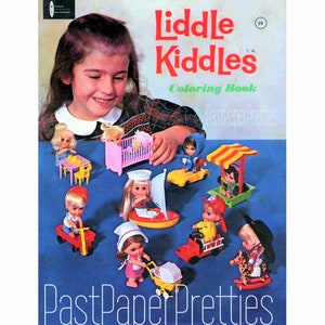 Livro de colorir vintage para impressão Liddle Kiddles 1966 PDF Download digital instantâneo Brinquedo fofo de infância 80 páginas para colorir