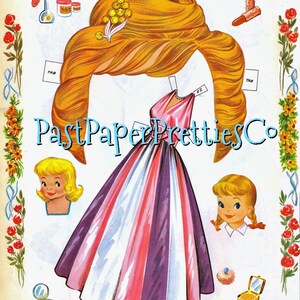 Vintage Paper Dolls Hair-dos to Try on Life-size Model 1960 Printable ...