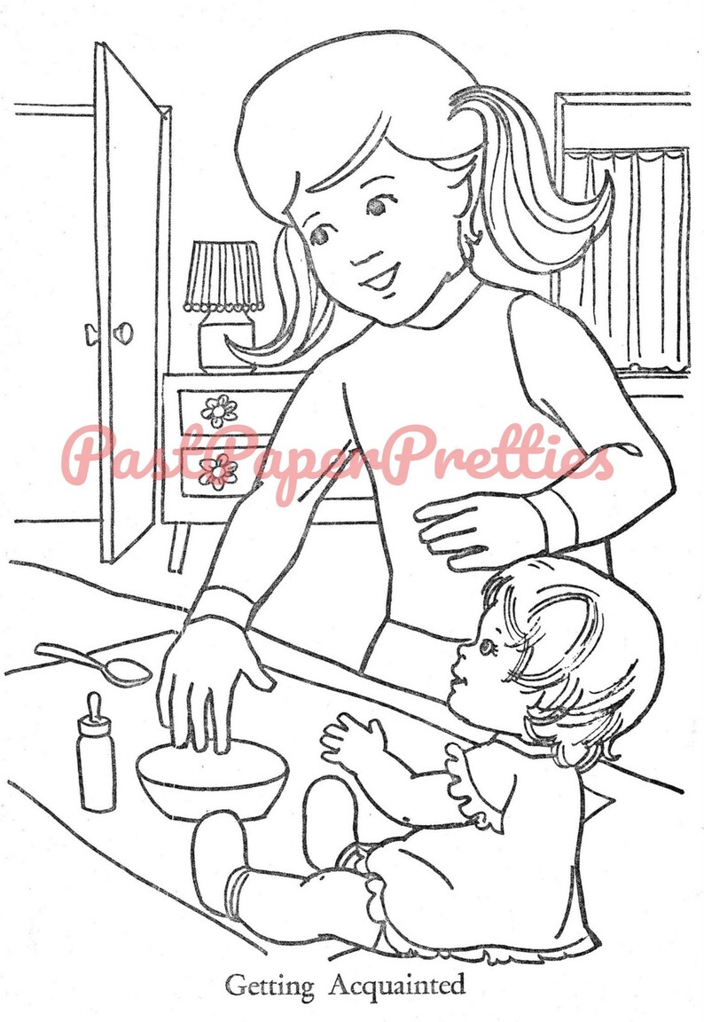 Vintage Printable Coloring Book Baby Alive Doll c. 1976 PDF Instant Digital Download Cute Childhood Toy Doll 102 Pages image 4