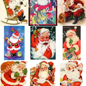 50 Cartões de Natal Vintage para Imprimir Coleção de Colagens de Muitos Papais Noéis TODAS as Imagens de Papai Noel de meados do século PDF Download Digital Instantâneo