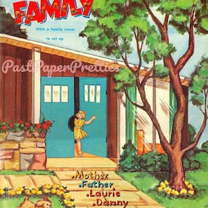 Bonecas de papel vintage The Happy Family c. 1960 PDF para impressão Download digital instantâneo Conjunto de brinquedos para casa de bonecas da família Clip Art
