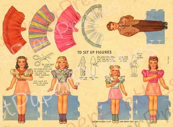 Vintage cut out paper dolls hotsell