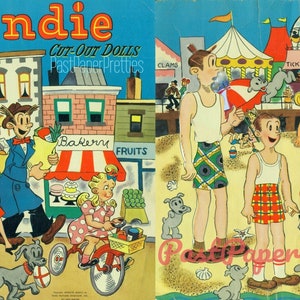 Bambole di carta vintage, bambole Blondie ritagliate c. 1949 PDF stampabile Download digitale istantaneo Clip art di gite in famiglia Bumstead carine