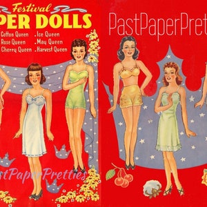 Vintage Paper Dolls Festival Beauty Pageant Queens c. 1944 PDF para impressão Download digital instantâneo 6 lindas bonecas Festival Queens Clip Art