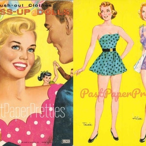 Bonecas de papel vintage Bonecas de vestir c. 1963 PDF para impressão Download digital instantâneo 2 Lindas senhoras e modas Clip Art