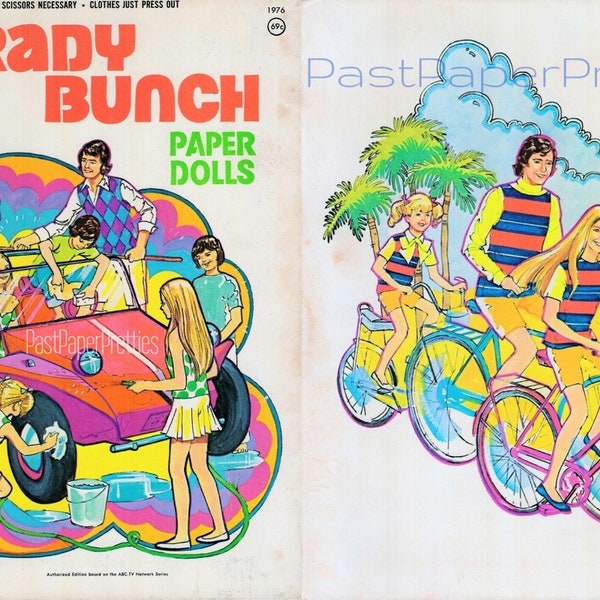 Vintage Paper Dolls Set The Brady Bunch c. 1973 Printable PDF Instant Digital Download Retro 70s TV Show Family Clip Art